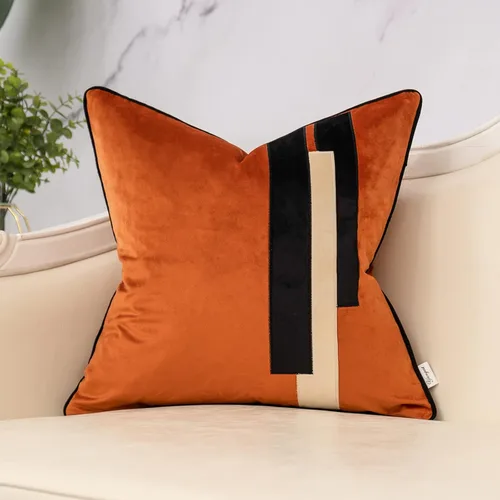 Vista 9 de Yangest Funda de Almohada Decorativa de Terciopelo Negro con Rayas Patchwork, Funda de Cojín Moderna de 18x18 Pulgadas para Sofá, Sillón