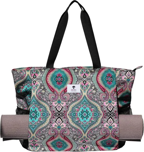 Vista 13 de Bolsa para esterilla de yoga ESVAN, bolsa de mano para yoga, bandolera para esterilla de yoga, bolsa de transporte para oficina, yoga, pilates