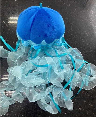 Vista 3 de JIANEEXSQ Juguete de peluche creativo de medusas coloridas de simulación animal marino jalea pescado juguete de peluche para decoración