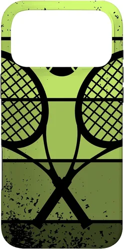 Vista 26 de Raqueta de jugador de tenis con cancha de pelota de tenis Vintage Retro Case para iPhone 17