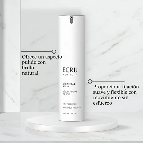 Vista 4 de ECRU NEW YORK Serum de néctar de seda 1.3oz Protección contra el calor, añade brillo, ayuda a domar el encrespamiento, suero ligero, apto para viajes