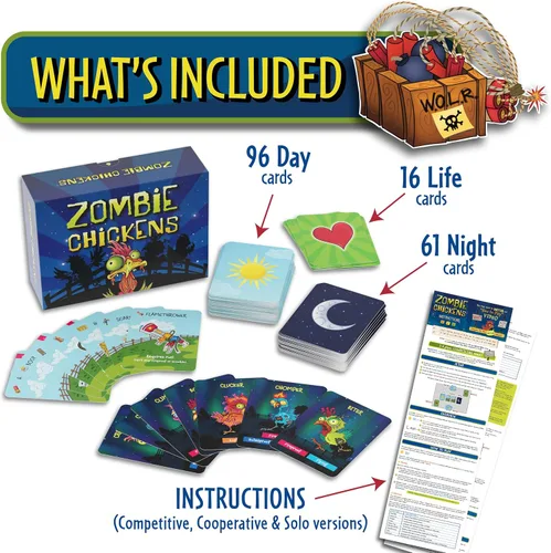 Vista 7 de Zombie Chickens - Divertidos juegos de cartas familiares para adultos, adolescentes y niños - Juego de zombis de supervivencia, 3 formas de jugar