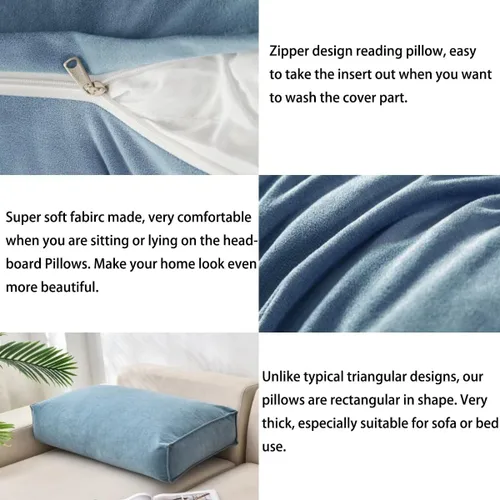 Vista 4 de Almohada de lectura rectangular Cojín de apoyo para la espalda, almohada de cabecero, cojín de respaldo suave, cojín de respaldo suave, almohada