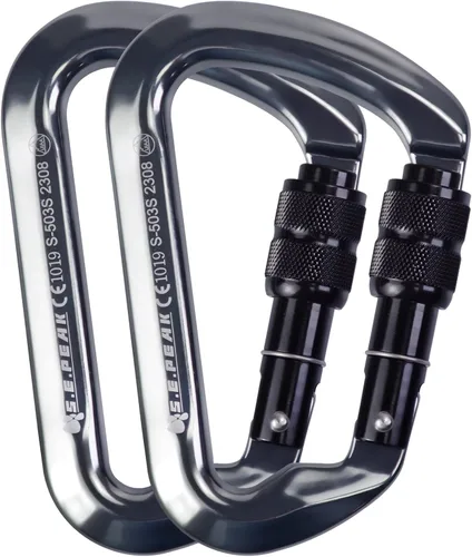 Vista 9 de SEPEAK UIAA - Mosquetón de escalada con bloqueo de 30 kN, clip profesional para puerta de tornillo resistente para escalada al aire libre