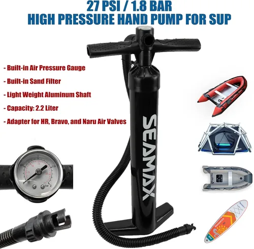 Vista 2 de Bomba de mano SUP Max 27 PSI, peso ligero para llevar, bueno para todas las tablas de remo inflables y barcos inflables