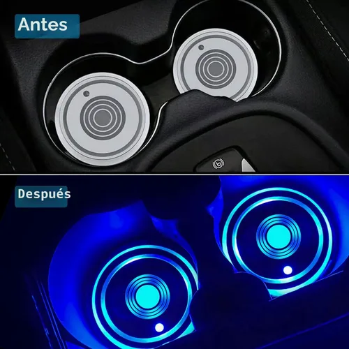 Vista 4 de Luces LED para portavasos de coche, 7 colores cambiantes USB dentro