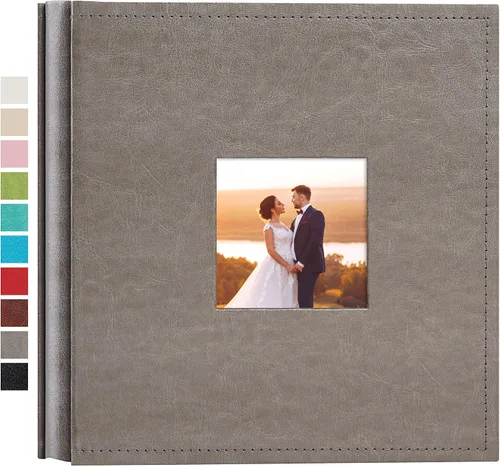 Vista 44 de potricher Álbum de fotos pequeño de 4 x 6 pulgadas, 100 fotos, cubierta de cuero, libro de fotos con 100 bolsillos horizontales para familia, boda