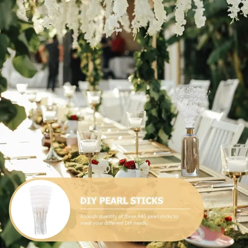 Vista 5 de Yardwe 100 piezas de cadena de perlas con cuentas ramo de perlas para decoración de boda, decoración de boda, relleno de jarrón con cuentas