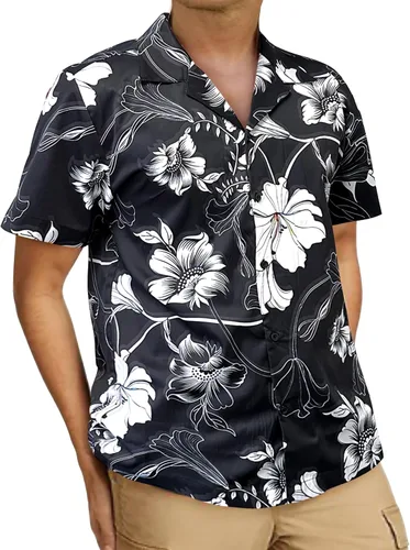 Vista 2 de Southpole Camisas hawaianas con botones para hombre, manga corta, estampado floral