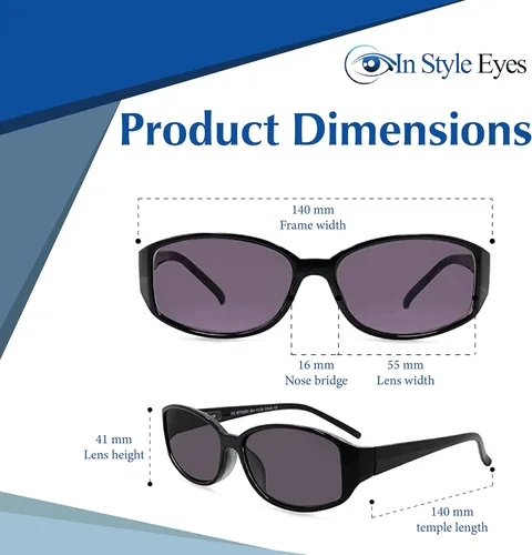 Vista 4 de In Style Eyes Elegantes lentes de sol de lectura completa - Lentes de sol de montura ovalada con montura completa, lentes no polarizados tintados