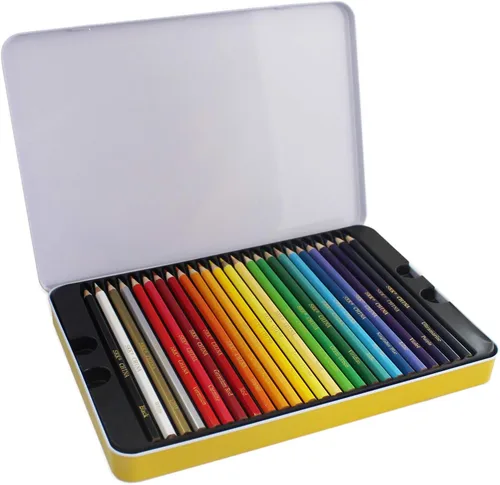 Vista 2 de SKKSTATIONERY 50 lápices de colores, embalaje en lata, 50 colores vibrantes, lápices de dibujo para el regreso a la escuela, bocetos, artes, libros