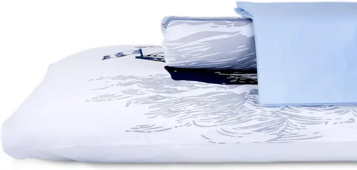 Vista 4 de Juego de ropa de cama 100% algodón Callis, juego de 3 fundas de edredón ligeras con cremallera y dos fundas de almohada (barco, individual)