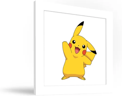 Vista 2 de Trends International Gallery Pops Pokemon - Pikachu Waving Pose - Arte de pared, versión enmarcada blanca, 12 x 12 pulgadas Versión enmarcada