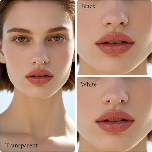 Vista 3 de Cisyozi 16G, 14G, 12G, 10G, 8G, 6G, 4G, 2G, kit de estiramiento de plástico negro transparente, hipoalergénico, en forma de U, anillos de tabique