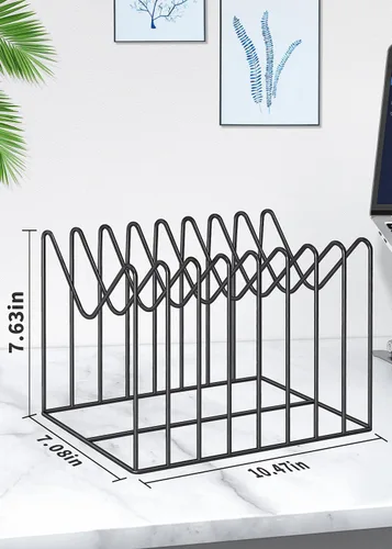 Vista 2 de TOPCJ 2 juegos de organizadores de archivos de alambre para escritorio, soporte para carpetas de archivos, estante / soporte, organizador