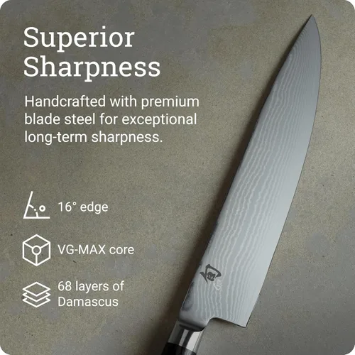 Vista 4 de Shun cuchillo clásico para chef, 10 pulgadas, Negro