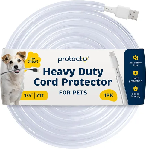 Vista 10 de PROTECTO Protector de Cables Resistente para Perros y Gatos, Funda Larga de 10 Pies, Cubierta de Cable de 1/2 Pulgada Fácil de Usar para Mascotas