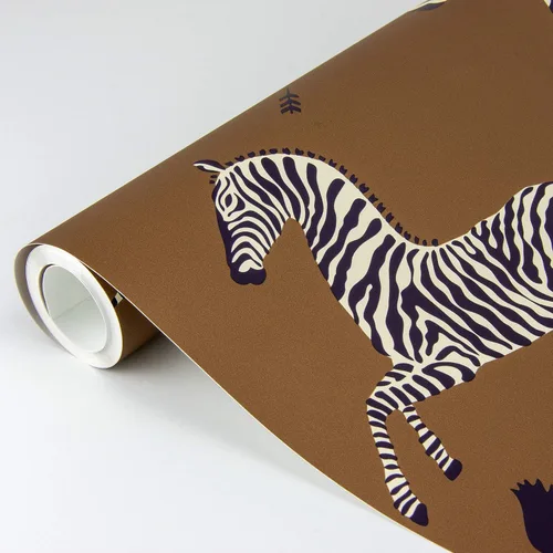 Vista 6 de NuWallpaper x Scalamandre Safari - Papel tapiz autoadhesivo de cebra marrón, amarillo, estampado animal, pared característica, autoadhesivo, 20.5