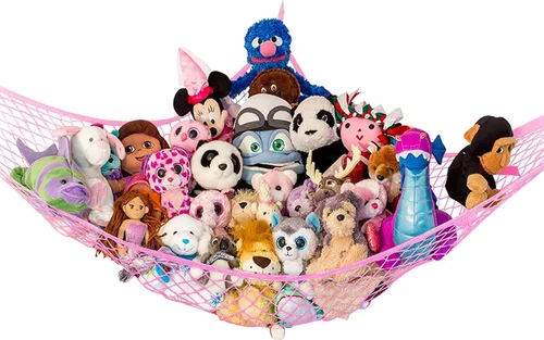 Vista 25 de Hamaca para animales de peluche, grande, almacenamiento de animales de peluche en esquina y red de peluche, hamaca de juguete para animales