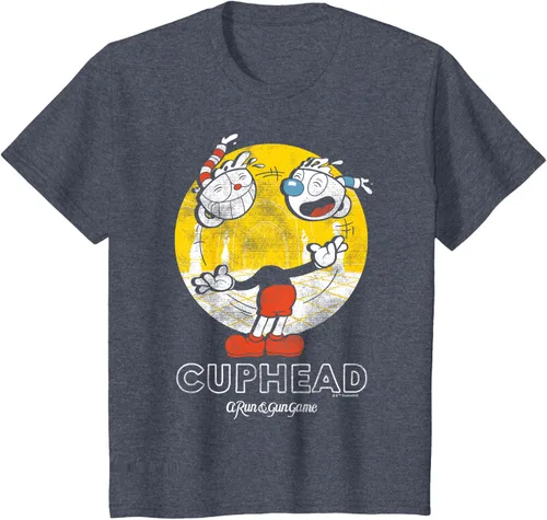 Vista 16 de Cuphead Camiseta con Mugman Head Malabarismo Negro