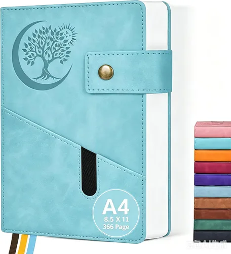 Vista 11 de PAIBAS Cuaderno de diario con líneas gruesas de 365 páginas para hombres y mujeres, diarios grandes de cuero A4 para escribir, cuadernos de tapa