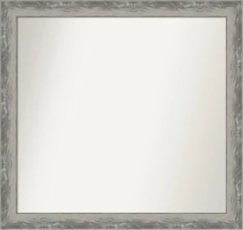 Vista 459 de Amanti Art Espejo de baño plateado para sobre el fregadero, 24 x 24 pulgadas, espejo cuadrado de peltre forjado a medida, marco de madera casual