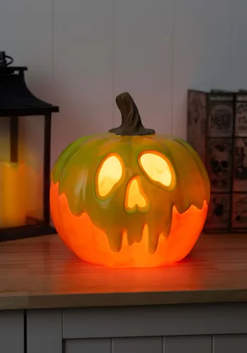 Vista 3 de Adorno de Calabaza Iluminada de Manzana Envenenada de 9 Pulgadas Multicolor
