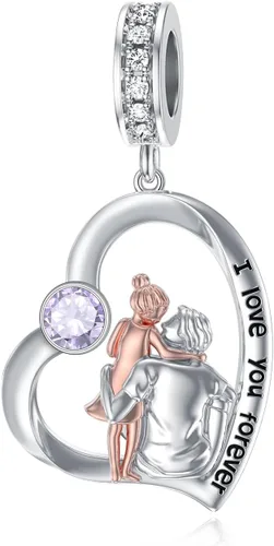 Vista 40 de PROESS Dije para padre, madre e hija, pulsera de plata de ley para pulseras, regalos de cumpleaños, día de San Valentín, para hija, madre, amante