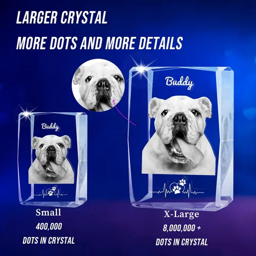 Vista 2 de Marco de fotos de cristal 3D personalizado con luz nocturna para mascotas conmemorativo con mis fotos, regalo de aniversario de Navidad