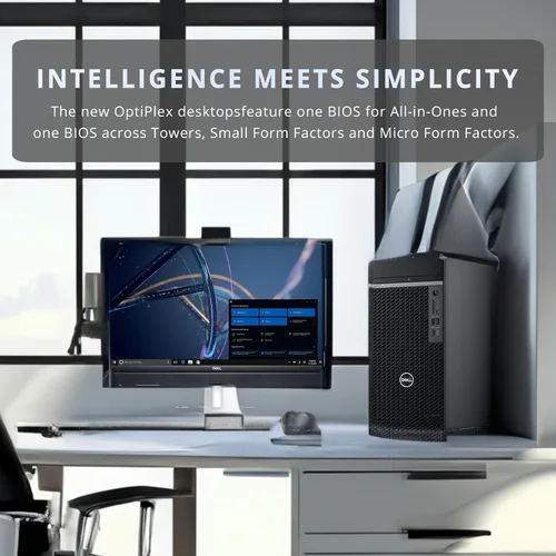 Vista 9 de Dell OptiPlex 3000 Tower Desktop, Intel i3-12100, RAM DDR4 de 16 GB, SSD de 512 GB, Intel UHD Graphics 730, Wi-Fi, HDMI, RJ-45, DVD-RW, teclado