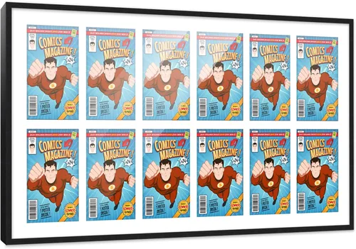 Vista 57 de Poster Palooza Marco de cómic con paspartú para 1 cómic de la Edad de Bronce publicado entre 1970 y 1985, marco de cómic negro para cómic de 7.25 x