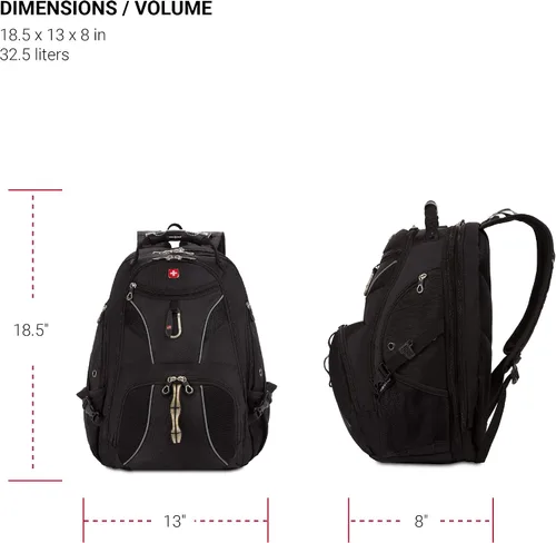 Vista 6 de SwissGear Mochila para laptop 1923 ScanSmart TSA, se adapta a la mayoría de portátiles y tabletas de 17 pulgadas