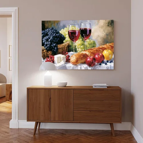 Vista 6 de JDBeehpy Wine Glasses Grapes Bread Cheese Wall Prints Unframed 12x18inch Wine Feast-Unframed