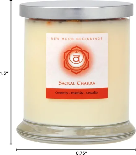 Vista 9 de New Moon Beginnings - Vela de chakra sacro por New Moon Beginnings - Velas de chakras - Velas de flores secas, hierbas y cristal - Velas