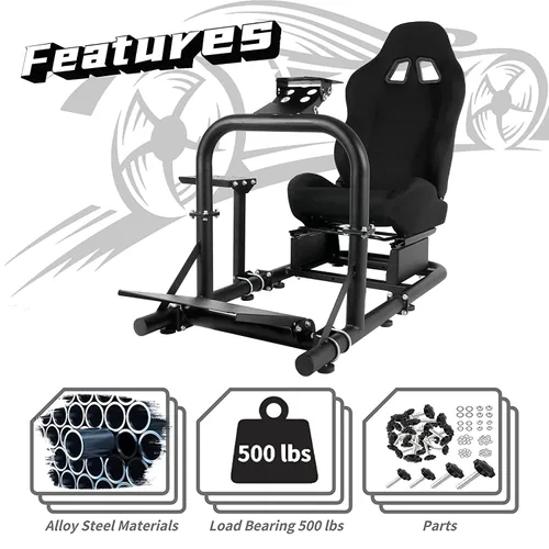 Vista 4 de Dardoo Racing Wheel Stand Cockpit with Black Seat Fits for Logitech G29 G920&G923 Thrustmaster T300RS TX Fanatec PC PS4 Xbox G920 Simulator Racing