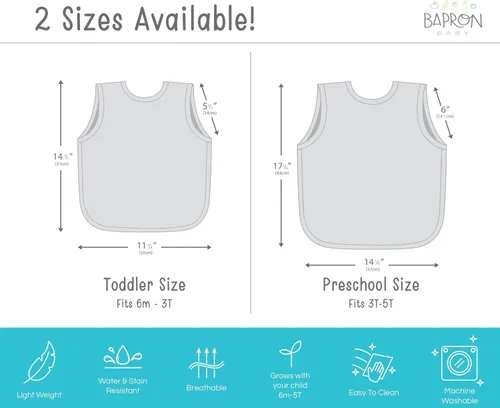 Vista 7 de BapronBaby Eric Carle Bapron - Babero más seguro sin corbata para el cuello - Bebé y niño pequeño - Suave impermeable - Sin PVC, BPA y ftalatos - 6