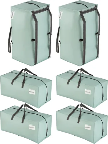Vista 116 de VENO Paquete de 6 bolsas de mudanza resistentes con correas de mochila, cremalleras y asas, bolsas de embalaje extragrandes para artículos