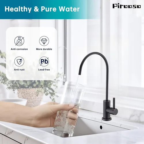 Vista 9 de Grifo de filtro de agua negro – Grifo RO 100% sin plomo, grifo de agua potable giratorio de 360° para fregadero de cocina, compatible con ósmosis