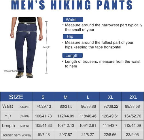 Vista 6 de FEIXIANG Pantalones de senderismo para hombre, ligeros, tácticos, de secado rápido, impermeables, con 4 bolsillos con cremallera