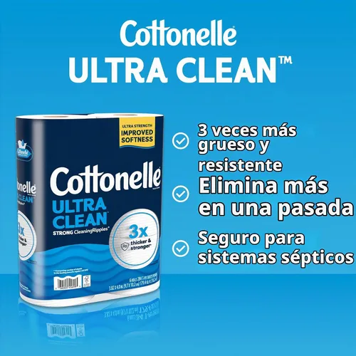 Vista 2 de Cottonelle Ultra Clean papel higiénico, 9 megarrollos = 36 rollos regulares