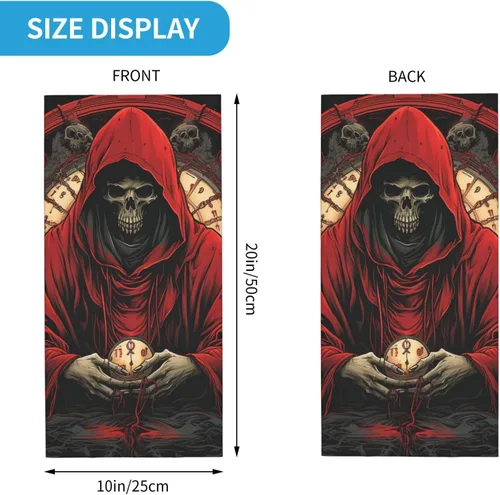 Vista 4 de CASGTNZ skull grim reaper Death angel Abstract red Neck Gaiter Face Cover Balaclava Gaiter Mask for Men Women Bandana for Motorcycle Cycling Riding