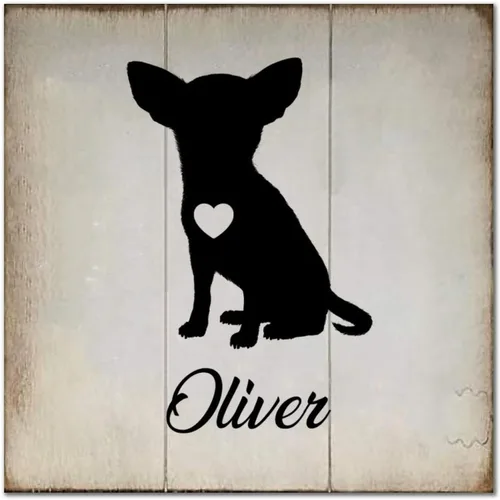 Vista 10 de Placa de madera con nombre personalizado de perro Spitz japonés, silueta de corazón, placa de madera para perros que viven aquí casa de campo, arte