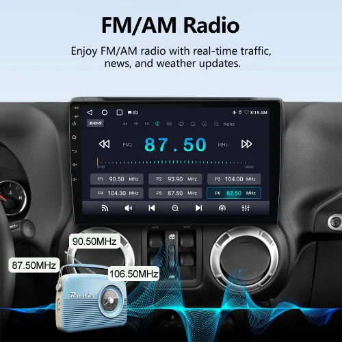 Vista 4 de AWESAFE Radio de coche estéreo Android 13 para Jeep Wrangler JK 2007-2018 Dodge Ram 1500 2500 2009 2010 2011 2012 Grand Cherokee con CarPlay Android