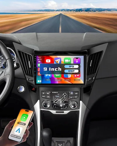 Vista 9 de 4+64G Android 15 Estéreo de coche para Hyundai Sonata 2010-2015 Carplay inalámbrico Android Auto 9 "IPS pantalla táctil Radio del coche 32 Banda EQ