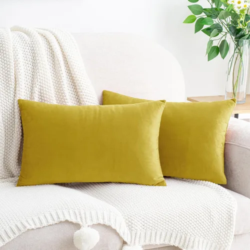 Vista 57 de HWY 50 fundas de almohada decorativas de terciopelo sólido para sofá, sala de estar. Ambar