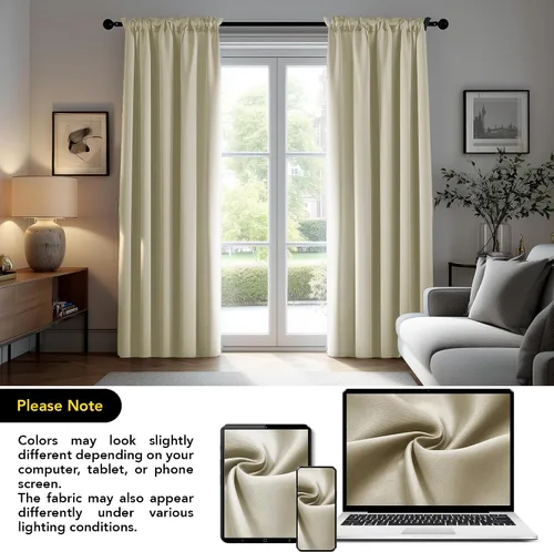Vista 9 de Deconovo Cortinas opacas, aislamiento térmico, dobladillo para barra, reducción de ruido, certificado Oeko-TEX, cortinas de oscurecimiento