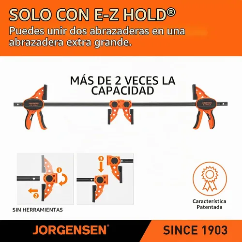 Vista 3 de JORGENSEN E-Z Hold - Paquete de 2 abrazaderas de barra de carpintería