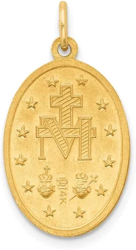 Vista 4 de Colgante de medalla milagrosa ovalada 3-D de oro amarillo de 14 quilates (L- 0.96 pulgadas, W- 0.51 pulgadas), Metal, No es una piedra preciosa