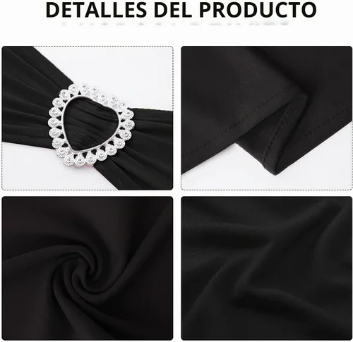 Vista 3 de Paquete de 30 cintas elásticas Howhic de elastano para sillas con lazos, banda de cubierta de silla con hebilla deslizante, lazos elásticos Negro