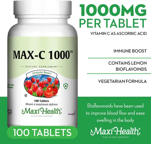 Vista 3 de 1000 mg de vitamina C – 1000 mg comprimidos fórmula de ultra alta absorción – Sin gluten Kosher Dietético sin OMG Suplemento de vitamina C